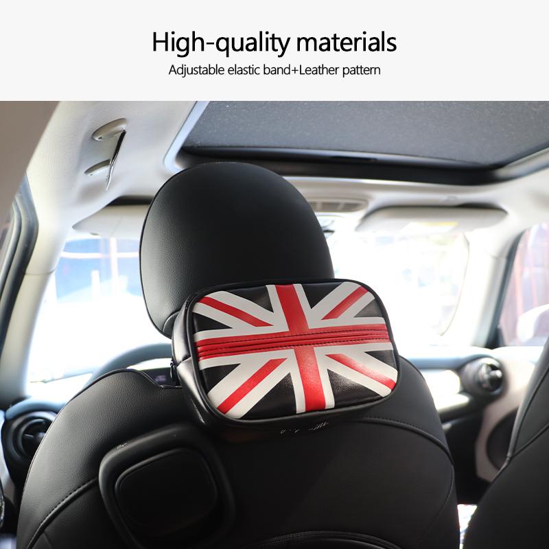1PC Car Leather Tissue Box For Mini All Series Car Seat Backrest Hanging Tissue Box Armrest Box Car Interior Accessories
