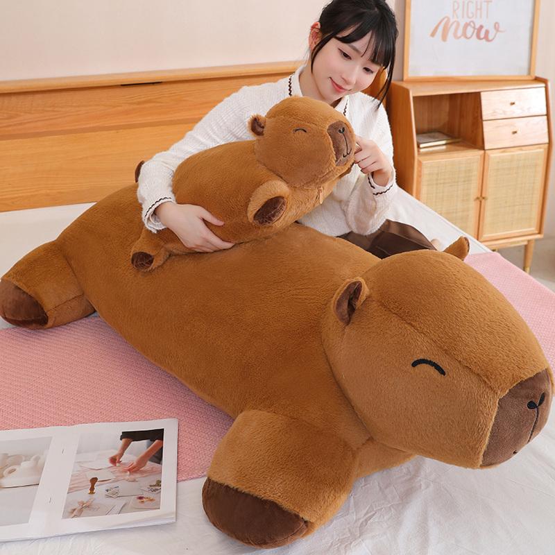 Giant Cute And Charming Capybara Plush Doll Floor Mat Tall Superior Quality Animal Brown Capybara Plush Carpet Home Decor Present Designed For Boys