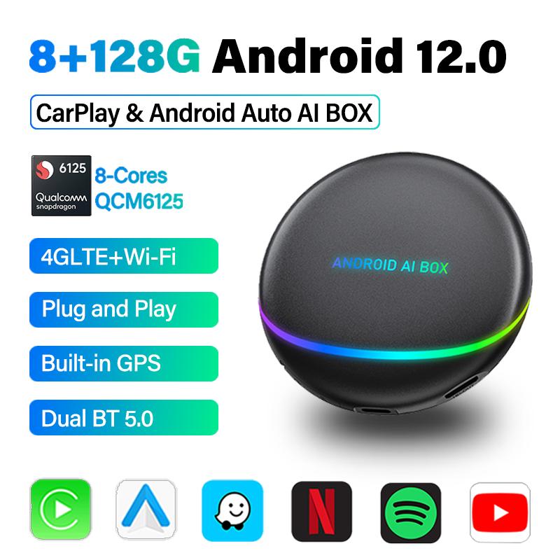 8G+128G Android 12.0 Wireless Carplay AI Box NA версия QCM6125 HDMI Wireless Android Auto BT 5.0 адаптер и GPS для Toyota Kia
