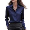 Women's Satin Shirts Elegant Plain Long Sleeve Blouse Office Lady Button-Up Shirt Top Female Lapel Neck Shirts Blouse Autumn