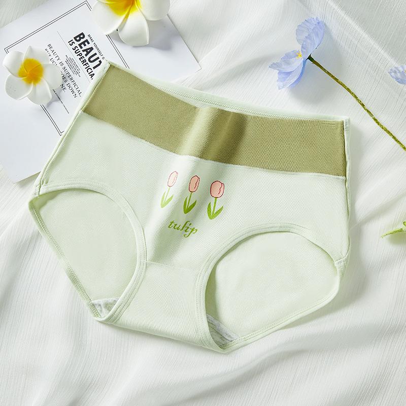 High Waisted Pure Cotton Cute Underwear Printed Japanese Women's Tight and Breathable Briefs