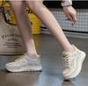 Fashion 4.5CM Summer Woven Mesh Shoes Women Thick Sole Lace-Up Lightweight Breathable Genuine Leather Casual Sneakers 2025 Women Shoes