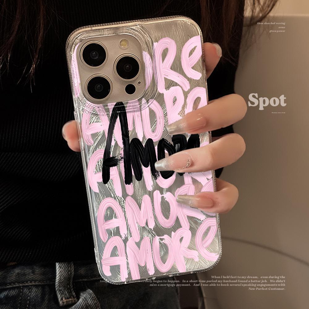 Для iPhone 17 15 Pro Max Чехлы iPhone 11 12 13 ProMax 14 16 Plus 8 XS XR Ударопрочный Чехол Аморе Романтичная Ковбойка Текст Девушка Чехол
