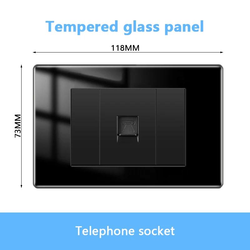 American Black Tempered Glass 15A Light Electrical Switch,US Plug USB Type-c Quick Charge Wall Power Outlet,Mexico Switch Outlet