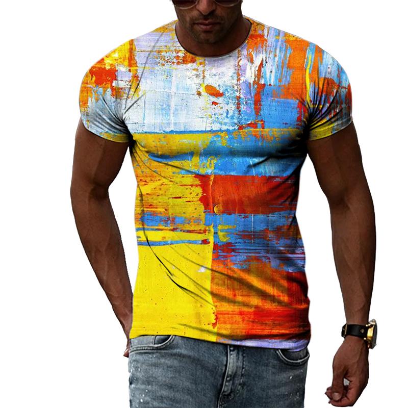 Индивидуальная футболка с 3D-принтом граффити для мужчин, одежда, летняя повседневная креативная трендовая футболка с круглым вырезом, большие футболки с короткими рукавами, топы, мужская одежда