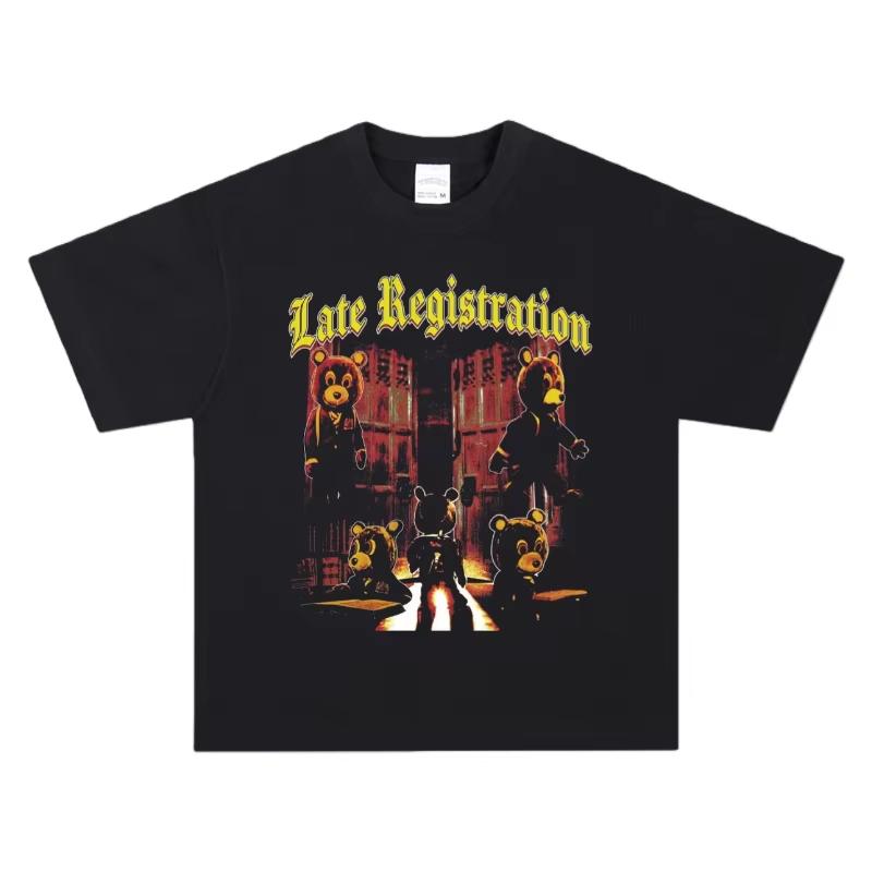 For Unisex & Women Kanye West Late Registration T-Shirt Retro Punk Streetwear Premium Cotton Short Sleeve Oversized Crew Neck