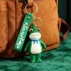 Frog Keychain Saluting Button Link Hands Realistic Texture Blue Scarf Frog Key Chain Mini Portable Lobster Clasp Backpack Pendant