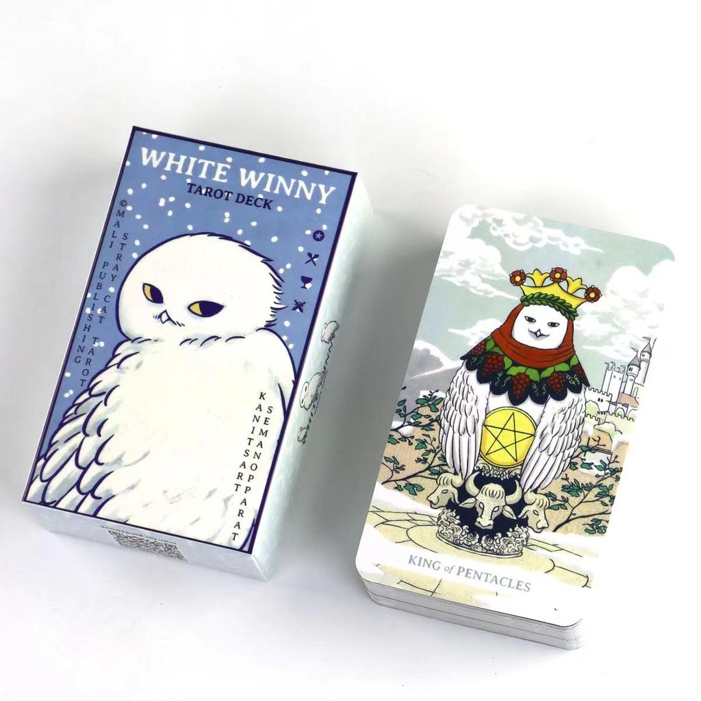 10.3*6cm White Winny Tarot-Whimsical Owl Guide for Intuitive Readings & Self-Discovery 78 Pcs Cards