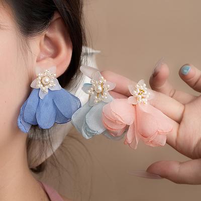 Серьги-кисточки Серебряная Игла Цветок Цветочная Фея Женские Пасторальный Стиль Нишевые Ручная Работа Темперамент Преувеличенные Серьги Женские