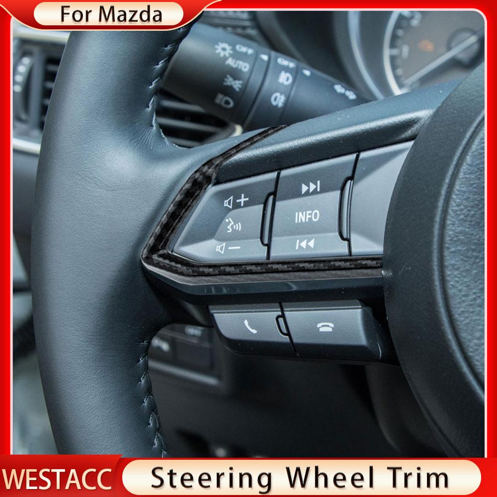 Накладка на руль автомобиля из углеродного волокна, наклейка для Mazda 2 3 6 Demio CX3 CX-3 CX-5 CX5 CX7 CX9 Axela Atenza