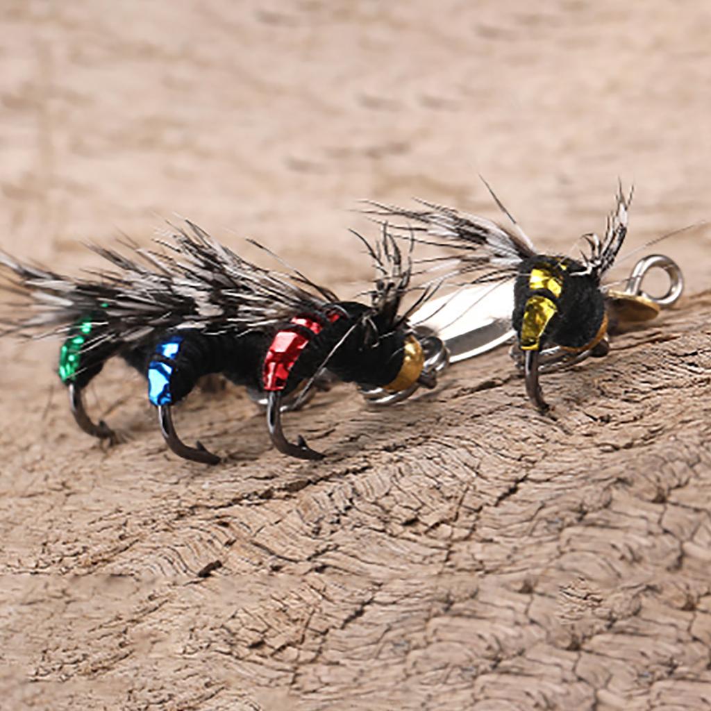 5pcs Insect Flies Fly Fishing Lures Decoy Baits Sequins Fishing Hooks Artificial Insect Baits Lures Fishing Tackle