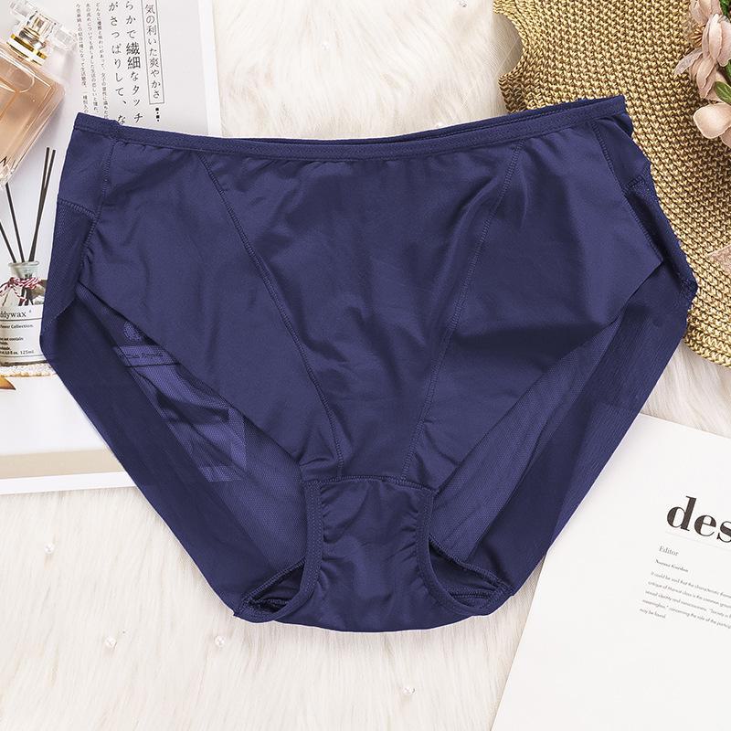«Женские бесшовные сетчатые трусы Ice Silk со средней посадкой»: Дышащие, сексуальные и удобные, с промежностью из чистого хлопка».