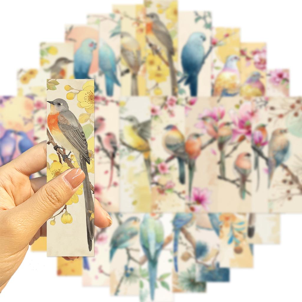 30 Cartoon Retro Bird Series Simple Hand Account Literary and Creative Materials Ins Reading Paper Bookmark DIY Decoration