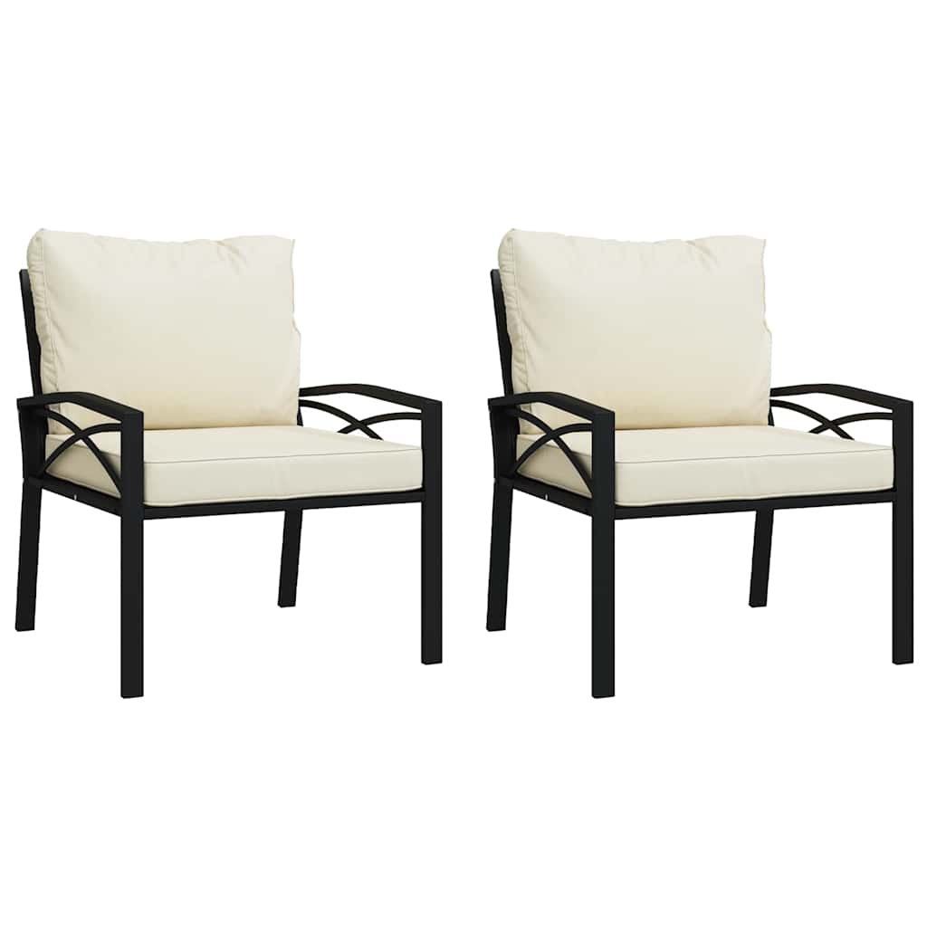 Garden Chairs with Sand Colored Cushions 2 pcs 68 x 76 x 79 cm Steel