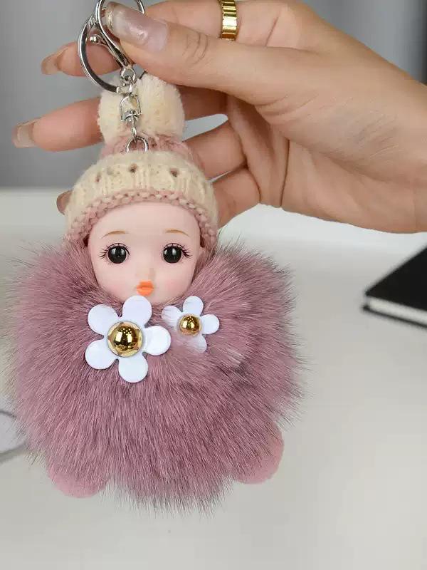 Милый брелок-помпон из натурального меха лисы - Очаровательный аксессуар для сумок, рюкзаков и многого другого