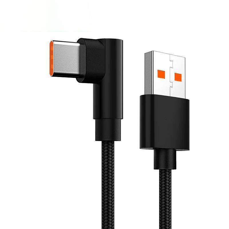 6A 66W Type C USB-кабель для быстрой зарядки для Xiaomi Redmi Honor OPPO Realme POCO USB C 90-градусный угловой зарядный кабель