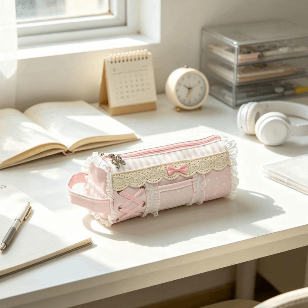 INS Style Pencil Pouch Large Capacity Stationery Pen Bag NEW Design Lace Pencil Case Girls