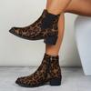 Модные женские ботильоны с леопардовым принтом, замшевые массивные туфли для женщин 2025 года, модные зимние удобные новые ботинки на низком каблуке в готическом стиле для ходьбы, зимние ботинки Mujer