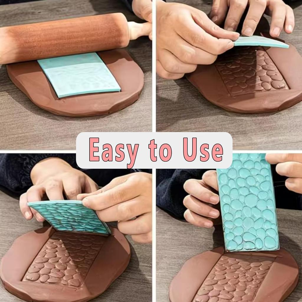 Набор из 6 текстурных ковриков для мастики Набор форм для украшения торта - Рельефный дизайн с текстурой древесной коры/Цветы/Брусчатка Инструмент для декора Sugarcraft для шоколада