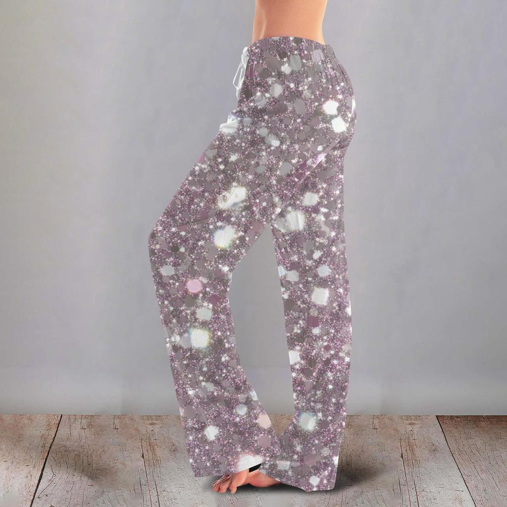 Женские милые брюки с цветочным принтом на завязках, повседневные пижамные брюки