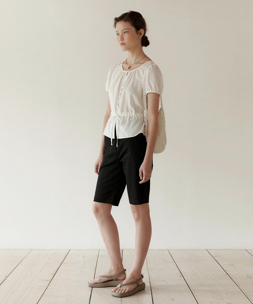 LOEIL Knee-Length Slit Biker Pants - Black