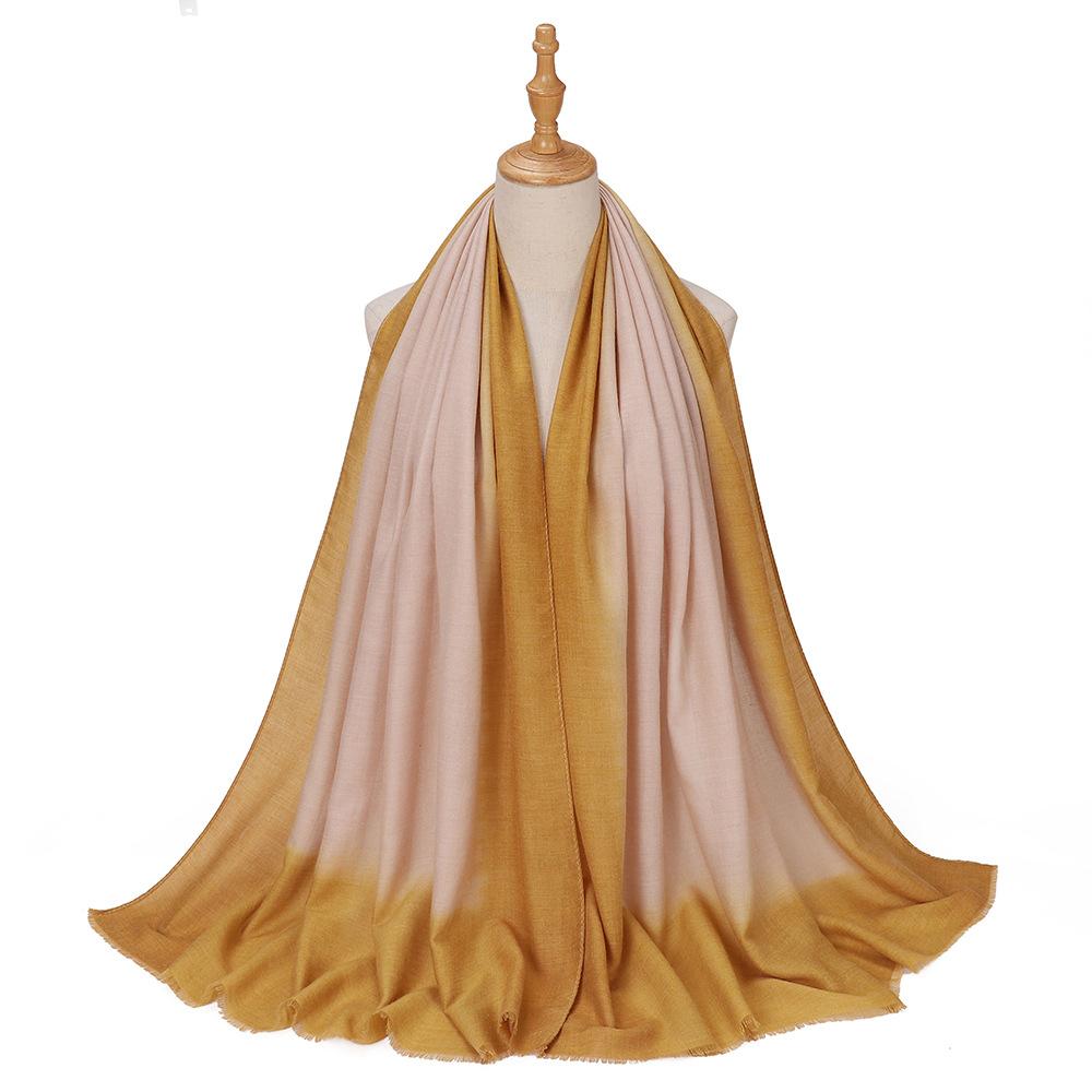 Muslim Tie-Dye Cotton Rayon Modal Hijab Long Scarf Islam Hijabs for Women's Turbans Soft Lightweight Head Wrap Scarf