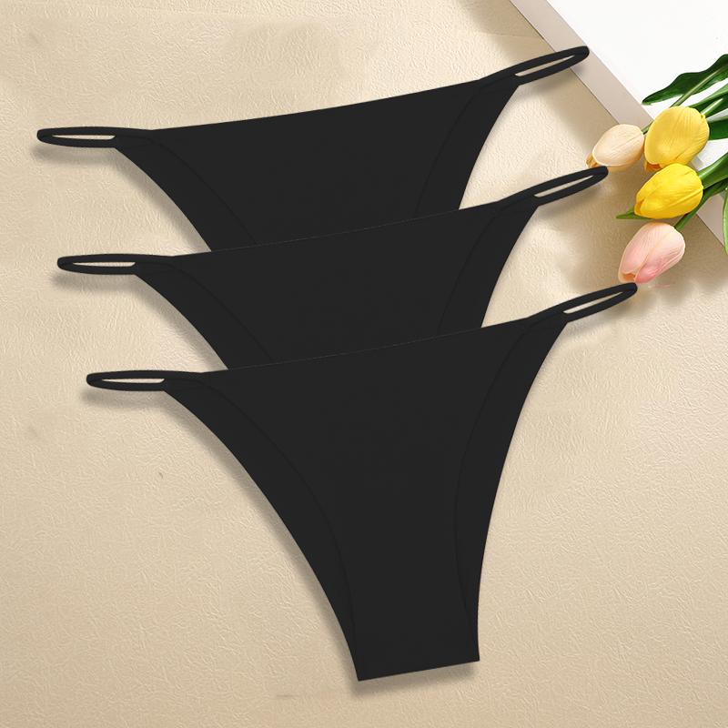 3Pcs/Set Women Seamless Panties Sexy Ultra-thin Briefs Female Ice Silk No Trace Underwear Low Rise Solid Color Soft Lingerie