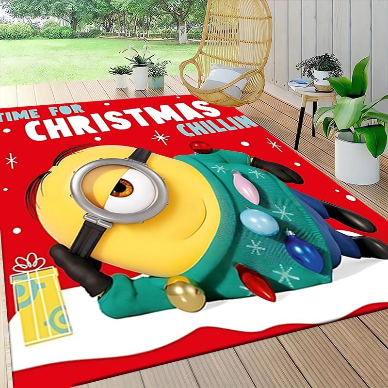 1Pc Christmas Minions Fabric Carpet Rug Soft Washable Antislip Home Living Room Sofa Mats Personalized Christmas Rug