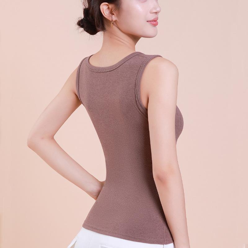 Женский теплый жилет из мериносовой шерсти со встроенными подушечками и фиксированными чашками для осени/зимы