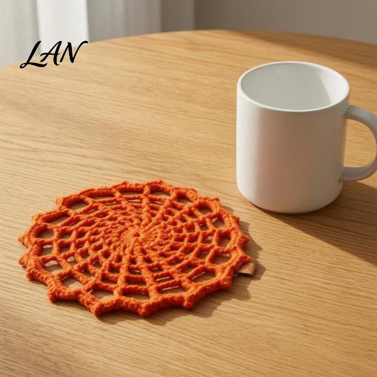 Gothic Coasters for Drinks Spider Web Crochet Coaster, Handmade Knitted Drink Mat, Aesthetic Table Spooky Mats Protection Mats, Heat Resistant
