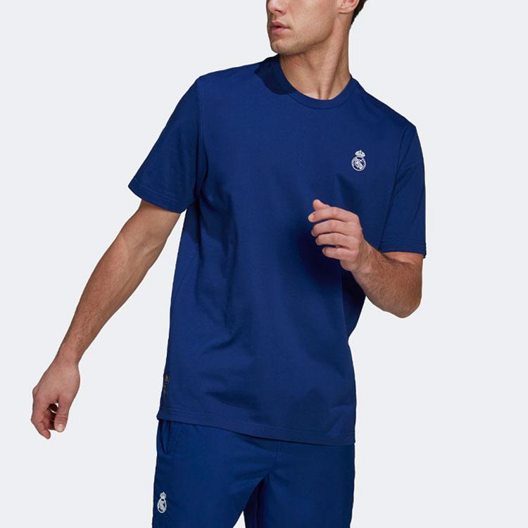 adidas Повседневная спортивная футболка Real Madrid Football с короткими рукавами, мужские топы, синяя H59049