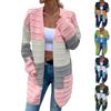 Knitted Pocket Cardigan Long Solid Color Women's Loose Coat Sweater