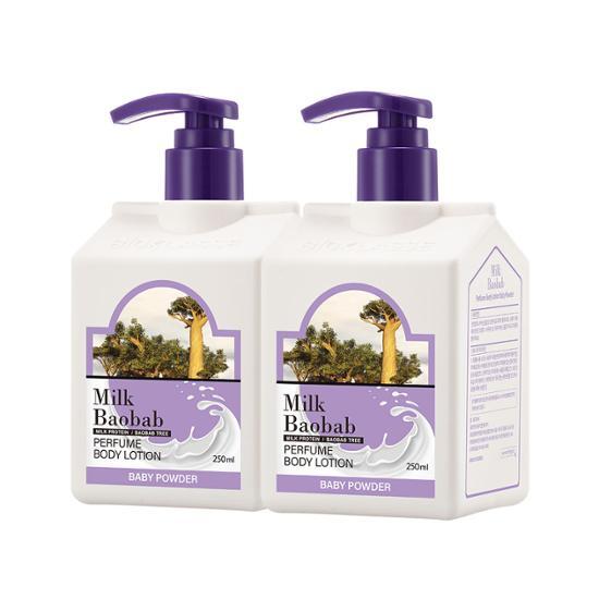 Milk Baobab Perfume Body Lotion Baby Powder Double Special (250ml+250ml)