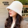 Hat Women's Autumn and Winter Knitted Bucket Hat Plain Face Covering Bucket Hat Korean Version Versatile Face Plush Basin Hat