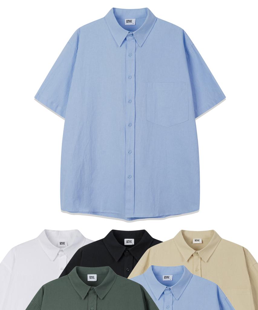 GRAYBLVD Linen-Like Combed Short Sleeve Shirt (5 Colors)