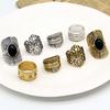 4Pcs/Set Unisex Rings Wide Ethnic Style Hollow Carved Pattern Knuckle Rings Jewelry Accessories