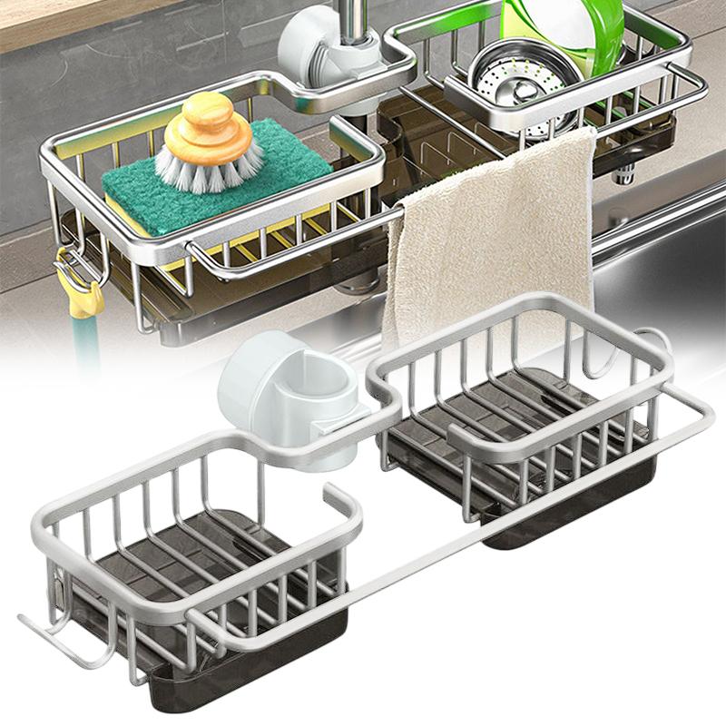 Кухонная раковина из нержавеющей стали, сушилка для губки, держатель для крана, вешалка для полотенец, полка-органайзер, кухонные принадлежности, держатель для слива раковины