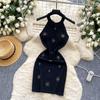 Pure desire sexy heavy industry fireworks hot diamond neck sleeveless dress women's autumn slim and thin hip skirt