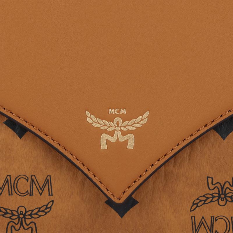 Сумка через плечо MCM Visetos из покрытого канваса с кожаными деталями, Мини-сумка на плечо Женская Коньячный MWRESAK02CO001