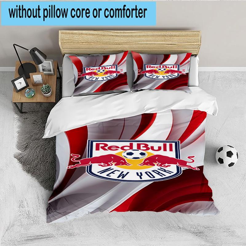 3PCS New York Bulls Crest Bedding set,Ideal for1pc Duvet Cover And 2pcs Pillowcases Perfect for Christmas gift,Ideal for Bedroom, Dormitory