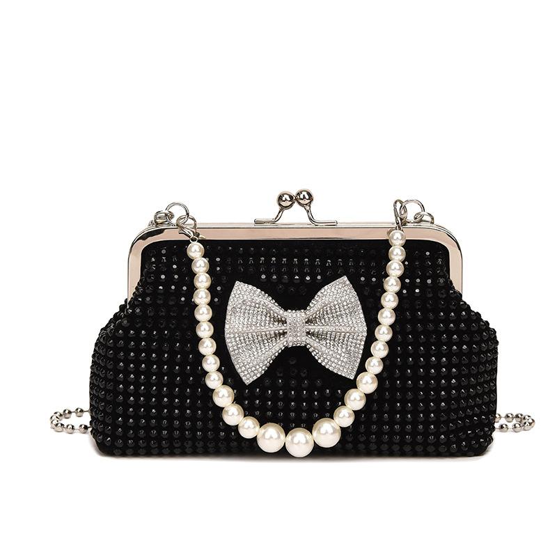 Модная сумка для ужина с бриллиантовым бантом, женская литературная ручная сумка через плечо