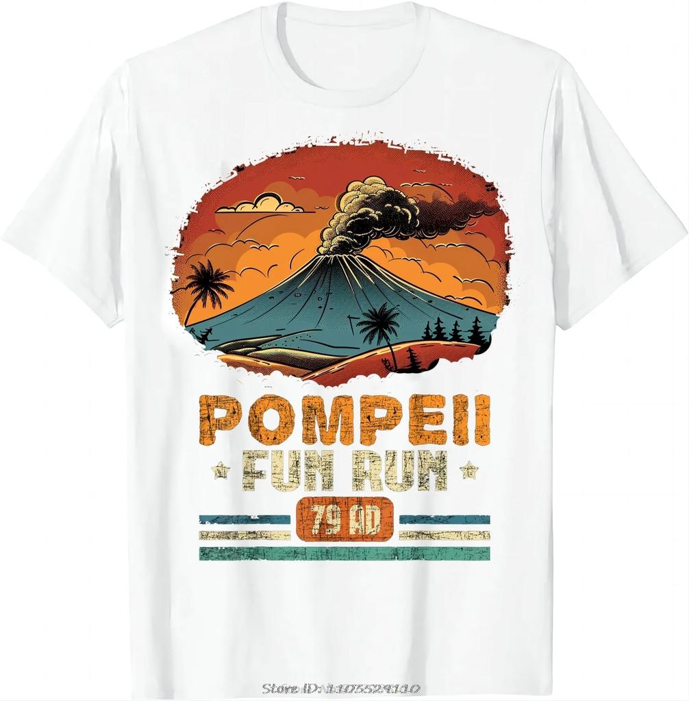 Pompeii Fun Run - География Вулканолог Футболка Вулканология Футболка унисекс с круглым вырезом большого размера Мужская одежда Футболка для фитнеса
