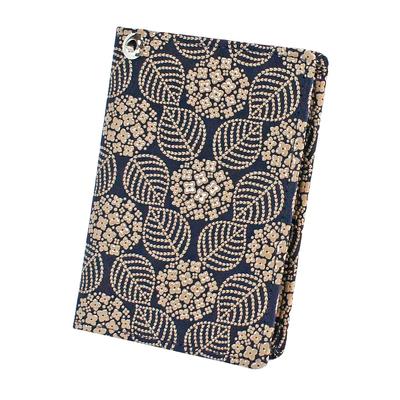 Чехол Inden Pass с рисунком гортензии Pass G Thin Deerskin Navy Blue x White Lacquer [Indenya] 2527-14-174