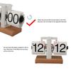 Digital Flip Clock 12H AM PM Auto Mechanical Flip Desk Clock with Wood Base Vintage Retro Digital Table Clock for Home Bedroom