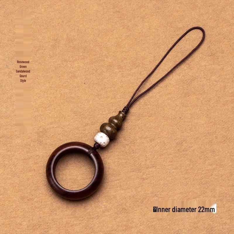 Lin Jing Sandalwood Phone Lanyard & Keychain: Black & Purple Sandalwood, Anti-Lost, USB Drive, Bag Pendant for Men & Women.