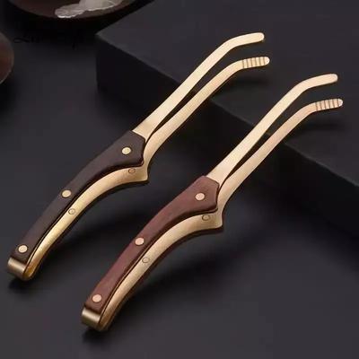 17 см Негорячий деревянный медный зажим для чая Нескользящий чайный набор Пинцет Аксессуары для чайной церемонии Хозяйственные принадлежности Деревянные щипцы