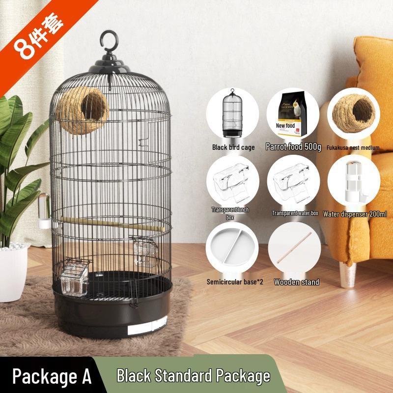 Роскошный круглый металлический набор клеток для попугаев, волнистых попугайчиков, корелл и майны
