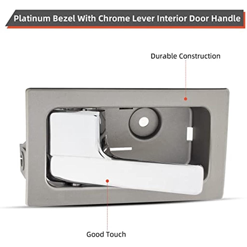 2 шт., комплект для замены передних или задних внутренних дверных ручек со стороны пассажира + водителя, платиновый ободок с хромированным рычагом, совместимый с 09-14 F150 10-