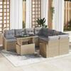 VidaXL 9-Piece Garden Sofa Set with Beige Cushions In Poly Rattan 3357713