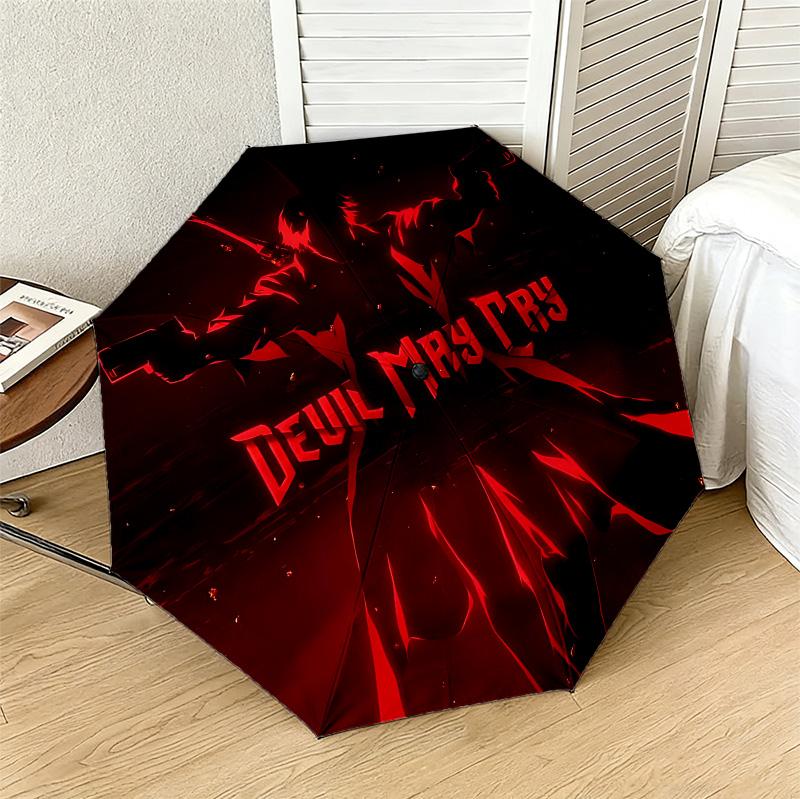 Devil May Cry 8 Ribs 3Fold Black Glue Uv Protection Umbrella Sun Protection Rainproof Compact Folding Umbrella For Travel Daily Use C923936